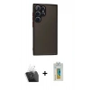 MARSİLYAN™- Galaxy S24 Ultra Kılıf Ahenk Çizgi Serisi - Siyah Polymer Nano Ekran Koruyucu + Kamera Lens Koruma Cam - SF