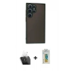 MARSİLYAN™- Galaxy S24 Ultra Kılıf Ahenk Çizgi Serisi - Siyah Polymer Nano Ekran Koruyucu + Kamera Lens Koruma Cam - SF