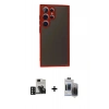 MARSİLYAN™- Galaxy S24 Ultra Kılıf Ahenk Çizgi Serisi - Siyah Vanessa Magic Hayalet Cam + PVD Metal Kamera Lens - DNMR