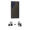 MARSİLYAN™- Galaxy S24 Ultra Kılıf Ahenk Çizgi Serisi - Siyah Vanessa Magic Hayalet Cam + PVD Metal Kamera Lens - DNMR