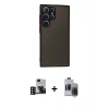 MARSİLYAN™- Galaxy S24 Ultra Kılıf Ahenk Çizgi Serisi - Siyah Vanessa Magic Hayalet Cam + PVD Metal Kamera Lens - DNMR