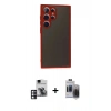 MARSİLYAN™- Galaxy S24 Ultra Kılıf Ahenk Çizgi Serisi - Siyah Vanessa Magic Hayalet Cam + PVD Metal Kamera Lens - PE