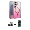 MARSİLYAN™- Galaxy S24 Ultra Kılıf Ahenk Doku Özel Seri - Siyah 360 Mat Full Body Arka Koruyucu + PVD Metal Kamera Lens - DNMR