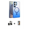 MARSİLYAN™- Galaxy S24 Ultra Kılıf Ahenk Doku Özel Seri - Siyah AutoKit 5in1 Fiber Hayalet Polymer Nano Ekran Koruyucu + PVD Metal Kamera Lens - SH