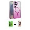 MARSİLYAN™- Galaxy S24 Ultra Kılıf Ahenk Doku Özel Seri - Siyah AutoKit 5in1 Fiber Polymer Nano Ekran Koruyucu + Raze Metal Kamera Lens - GS