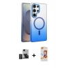 MARSİLYAN™- Galaxy S24 Ultra Kılıf Ahenk Doku Özel Seri - Siyah AutoKit 5in1 Fiber Polymer Nano Ekran Koruyucu + PVD Metal Kamera Lens - DNMR