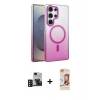 MARSİLYAN™- Galaxy S24 Ultra Kılıf Ahenk Doku Özel Seri - Siyah AutoKit 5in1 Fiber Polymer Nano Ekran Koruyucu + PVD Metal Kamera Lens - DNMR