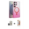 MARSİLYAN™- Galaxy S24 Ultra Kılıf Ahenk Doku Özel Seri - Siyah AutoKit 5in1 Fiber Polymer Nano Ekran Koruyucu + Bilvis Titan Kamera Lens - DNMR