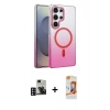 MARSİLYAN™- Galaxy S24 Ultra Kılıf Ahenk Doku Özel Seri - Siyah AutoKit 5in1 Fiber Polymer Nano Ekran Koruyucu + PVD Metal Kamera Lens - DNMR