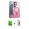 MARSİLYAN™- Galaxy S24 Ultra Kılıf Ahenk Doku Özel Seri - Siyah AutoKit 5in1 Fiber Polymer Nano Ekran Koruyucu + Raze Metal Kamera Lens - GI