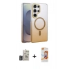 MARSİLYAN™- Galaxy S24 Ultra Kılıf Ahenk Doku Özel Seri - Siyah AutoKit 5in1 Fiber Polymer Nano Ekran Koruyucu + Bilvis Titan Kamera Lens - DNMR