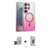 MARSİLYAN™- Galaxy S24 Ultra Kılıf Ahenk Doku Özel Seri - Siyah Bilvis 3D Cam Ekran Koruyucu + Bilvis Titan Kamera Lens - DNMR