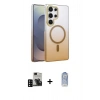 MARSİLYAN™- Galaxy S24 Ultra Kılıf Ahenk Doku Özel Seri - Siyah Joko Magic 5D Cam + PVD Metal Kamera Lens - SH