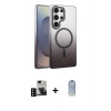 MARSİLYAN™- Galaxy S24 Ultra Kılıf Ahenk Doku Özel Seri - Siyah Joko Magic 5D Cam + PVD Metal Kamera Lens - SH