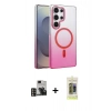 MARSİLYAN™- Galaxy S24 Ultra Kılıf Ahenk Doku Özel Seri - Siyah Joko Magic 5D Hayalet Cam + PVD Metal Kamera Lens - GD