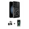 MARSİLYAN™- Galaxy S24 Ultra Kılıf Ahenk Klasik - Şeffaf 360 Full Body Arka Koruyucu + PVD Metal Kamera Lens - SH