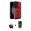 MARSİLYAN™- Galaxy S24 Ultra Kılıf Ahenk Klasik - Siyah 360 Mat Full Body Arka Koruyucu + Kamera Lens Koruma Cam - SF