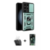 MARSİLYAN™- Galaxy S24 Ultra Kılıf Ahenk Klasik - Siyah 360 Mat Full Body Arka Koruyucu + Kamera Lens Koruma Cam - SF