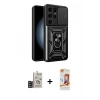 MARSİLYAN™- Galaxy S24 Ultra Kılıf Ahenk Klasik - Siyah AutoKit 5in1 Fiber Polymer Nano Ekran Koruyucu + Bilvis Titan Kamera Lens - SH