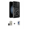 MARSİLYAN™- Galaxy S24 Ultra Kılıf Ahenk Klasik - Siyah Durable Full Glue Curved Cam + Bilvis Titan Kamera Lens - GD