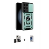 MARSİLYAN™- Galaxy S24 Ultra Kılıf Ahenk Klasik - Siyah Durable Full Glue Curved Hayalet Cam + PVD Metal Kamera Lens - DNMR