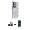 MARSİLYAN™- Galaxy S24 Ultra Kılıf Ahenk Modern Serisi - Şeffaf 360 Full Body Arka Koruyucu + PVD Metal Kamera Lens - DNMR