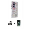 MARSİLYAN™- Galaxy S24 Ultra Kılıf Ahenk Modern Serisi - Şeffaf 360 Full Body Arka Koruyucu + PVD Metal Kamera Lens - DNMR