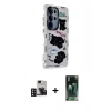 MARSİLYAN™- Galaxy S24 Ultra Kılıf Ahenk Modern Serisi - Şeffaf 360 Full Body Arka Koruyucu + PVD Metal Kamera Lens - DNMR