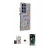 MARSİLYAN™- Galaxy S24 Ultra Kılıf Ahenk Modern Serisi - Siyah 360 Mat Full Body Arka Koruyucu + Bilvis Titan Kamera Lens - GD