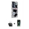 MARSİLYAN™- Galaxy S24 Ultra Kılıf Ahenk Modern Serisi - Siyah 360 Mat Full Body Arka Koruyucu + Kamera Lens Koruma Cam - SF