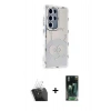 MARSİLYAN™- Galaxy S24 Ultra Kılıf Ahenk Modern Serisi - Siyah 360 Mat Full Body Arka Koruyucu + Kamera Lens Koruma Cam - SF