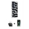 MARSİLYAN™- Galaxy S24 Ultra Kılıf Ahenk Modern Serisi - Siyah 360 Mat Full Body Arka Koruyucu + Kamera Lens Koruma Cam - SF
