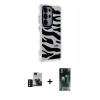 MARSİLYAN™- Galaxy S24 Ultra Kılıf Ahenk Modern Serisi - Siyah 360 Mat Full Body Arka Koruyucu + PVD Metal Kamera Lens - SH