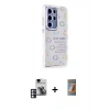 MARSİLYAN™- Galaxy S24 Ultra Kılıf Ahenk Modern Serisi - Siyah AutoKit 5in1 Fiber Hayalet Polymer Nano Ekran Koruyucu + PVD Metal Kamera Lens - PE