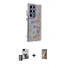 MARSİLYAN™- Galaxy S24 Ultra Kılıf Ahenk Modern Serisi - Siyah AutoKit 5in1 Fiber Hayalet Polymer Nano Ekran Koruyucu + PVD Metal Kamera Lens - PE