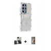 MARSİLYAN™- Galaxy S24 Ultra Kılıf Ahenk Modern Serisi - Siyah AutoKit 5in1 Fiber Hayalet Polymer Nano Ekran Koruyucu + PVD Metal Kamera Lens - DNMR