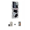 MARSİLYAN™- Galaxy S24 Ultra Kılıf Ahenk Modern Serisi - Siyah AutoKit 5in1 Fiber Hayalet Polymer Nano Ekran Koruyucu + Derin Mor Bilvis Titan Kamera Lens