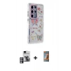 MARSİLYAN™- Galaxy S24 Ultra Kılıf Ahenk Modern Serisi - Siyah AutoKit 5in1 Fiber Hayalet Polymer Nano Ekran Koruyucu + PVD Metal Kamera Lens - PE