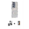 MARSİLYAN™- Galaxy S24 Ultra Kılıf Ahenk Modern Serisi - Siyah AutoKit 5in1 Fiber Hayalet Polymer Nano Ekran Koruyucu + PVD Metal Kamera Lens - PE