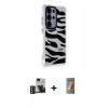 MARSİLYAN™- Galaxy S24 Ultra Kılıf Ahenk Modern Serisi - Siyah AutoKit 5in1 Fiber Hayalet Polymer Nano Ekran Koruyucu + PVD Metal Kamera Lens - DNMR