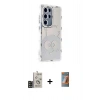 MARSİLYAN™- Galaxy S24 Ultra Kılıf Ahenk Modern Serisi - Siyah AutoKit 5in1 Fiber Hayalet Polymer Nano Ekran Koruyucu + Bilvis Titan Kamera Lens - SH