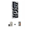 MARSİLYAN™- Galaxy S24 Ultra Kılıf Ahenk Modern Serisi - Siyah AutoKit 5in1 Fiber Hayalet Polymer Nano Ekran Koruyucu + Derin Mor Bilvis Titan Kamera Lens