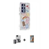 MARSİLYAN™- Galaxy S24 Ultra Kılıf Ahenk Modern Serisi - Siyah AutoKit 5in1 Fiber Hayalet Polymer Nano Ekran Koruyucu + PVD Metal Kamera Lens - PE