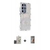 MARSİLYAN™- Galaxy S24 Ultra Kılıf Ahenk Modern Serisi - Siyah AutoKit 5in1 Fiber Hayalet Polymer Nano Ekran Koruyucu + Derin Mor Bilvis Titan Kamera Lens