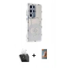 MARSİLYAN™- Galaxy S24 Ultra Kılıf Ahenk Modern Serisi - Siyah AutoKit 5in1 Fiber Hayalet Polymer Nano Ekran Koruyucu + Kamera Lens Koruma Cam - SF