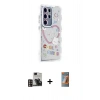 MARSİLYAN™- Galaxy S24 Ultra Kılıf Ahenk Modern Serisi - Siyah AutoKit 5in1 Fiber Hayalet Polymer Nano Ekran Koruyucu + PVD Metal Kamera Lens - GD