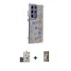 MARSİLYAN™- Galaxy S24 Ultra Kılıf Ahenk Modern Serisi - Siyah AutoKit 5in1 Fiber Hayalet Polymer Nano Ekran Koruyucu + Derin Mor Bilvis Titan Kamera Lens