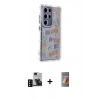 MARSİLYAN™- Galaxy S24 Ultra Kılıf Ahenk Modern Serisi - Siyah AutoKit 5in1 Fiber Hayalet Polymer Nano Ekran Koruyucu + Siyah PVD Metal Kamera Lens