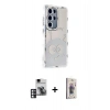 MARSİLYAN™- Galaxy S24 Ultra Kılıf Ahenk Modern Serisi - Siyah Bilvis 3D Cam Ekran Koruyucu + PVD Metal Kamera Lens - PE