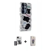 MARSİLYAN™- Galaxy S24 Ultra Kılıf Ahenk Modern Serisi - Siyah Bilvis 3D Cam Ekran Koruyucu + PVD Metal Kamera Lens - PE